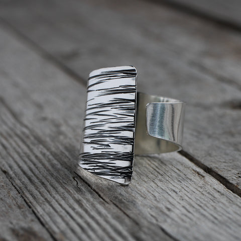 Chunky cuff ring, statement silver ring, huge silver ring, handmade ring