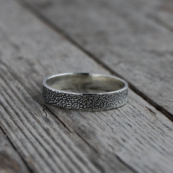 stone texture silver ring