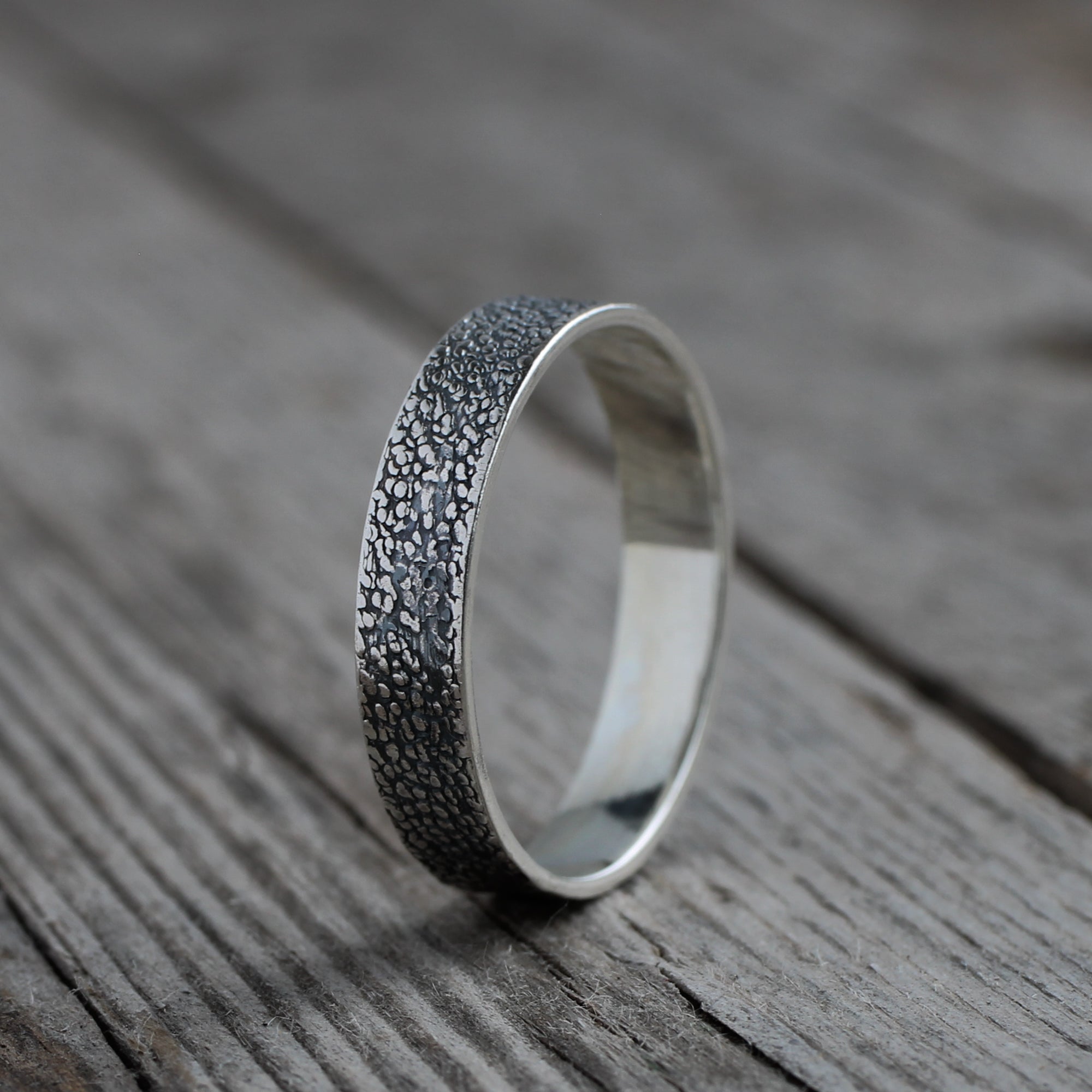 stone texture silver ring