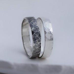 hammered texture silver ring