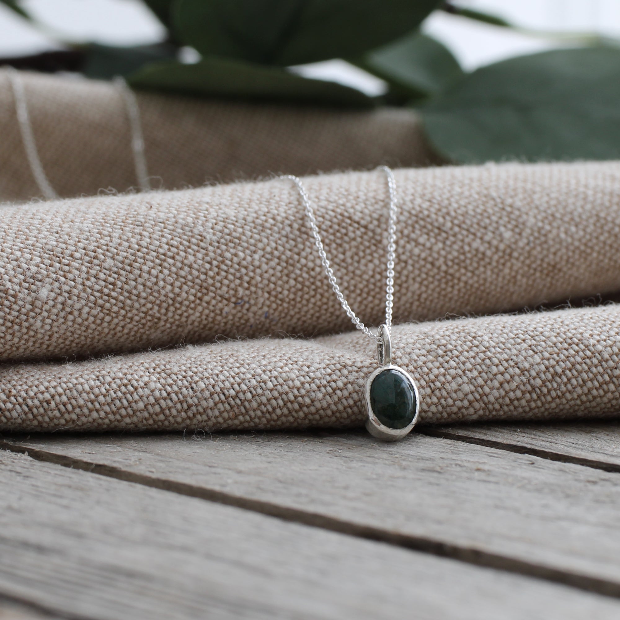 Tiny Moss Agate Necklace - Limited Edition