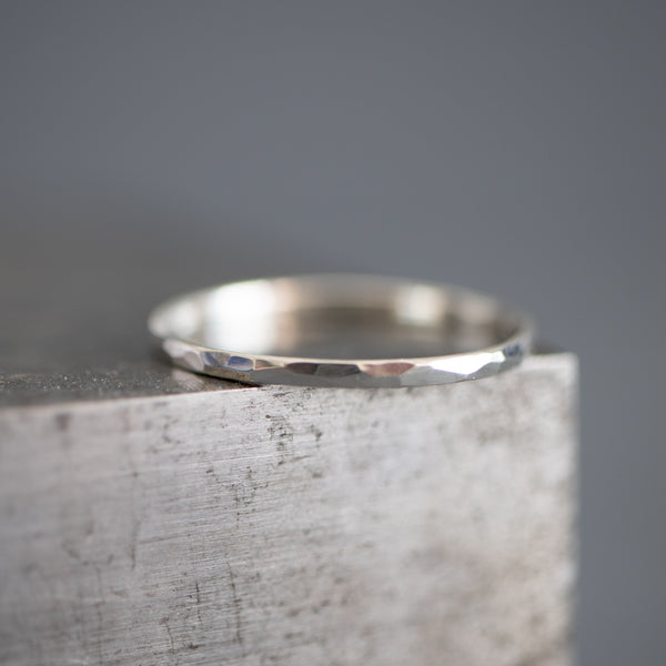 Thin silver stacking ring