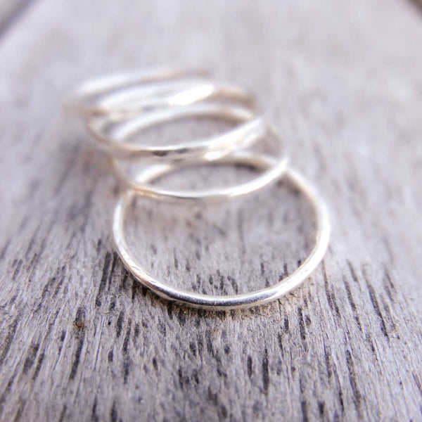 Thin silver stacking ring